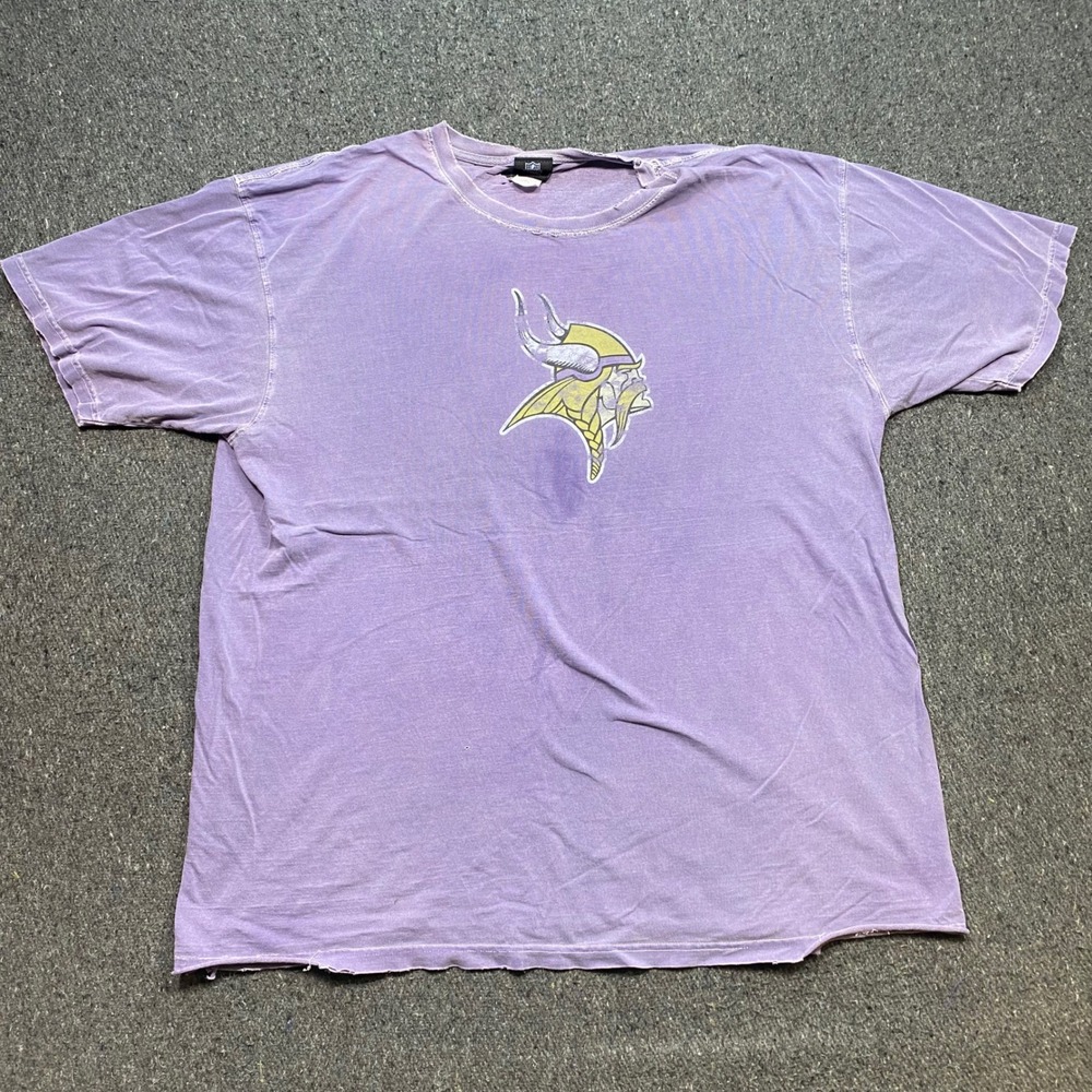NFL Team Apparel Minnesota Vikings TShirt Sz XXL Mens Purple Grunge Vintage Logo